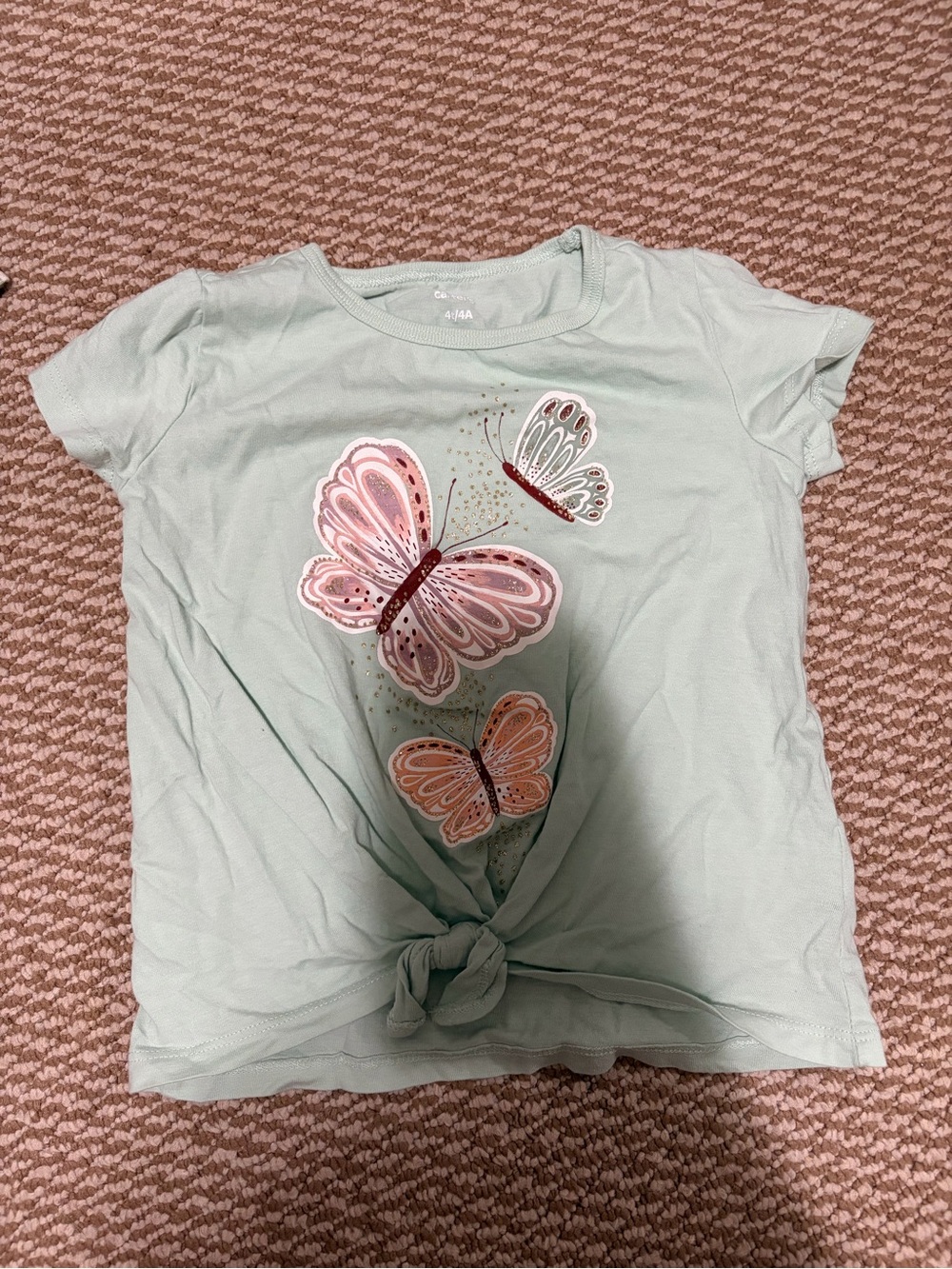 Girls size 4T Carter's Mint Green Butterfly Knot-Front Tee